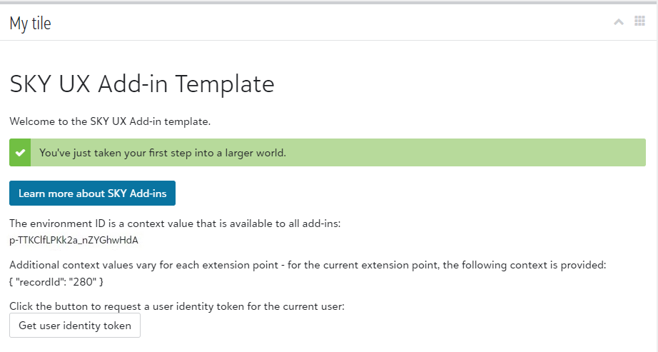 Updated add-in tile.